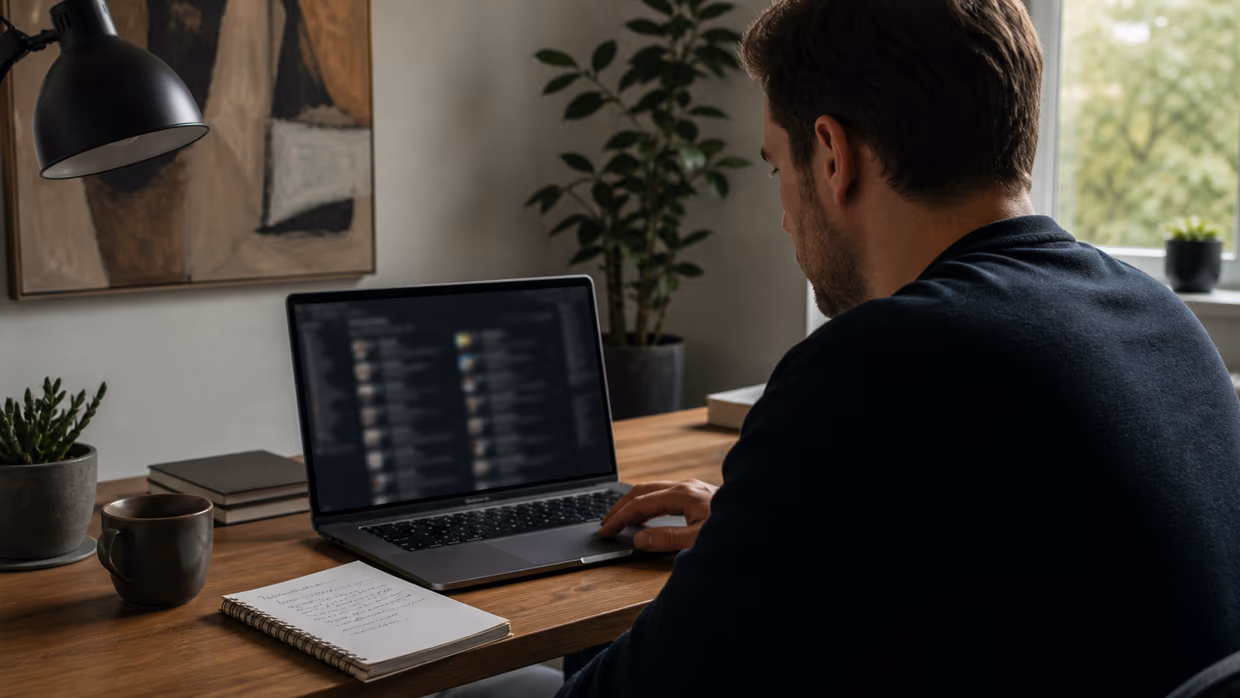 person exploring dark web directory on laptop