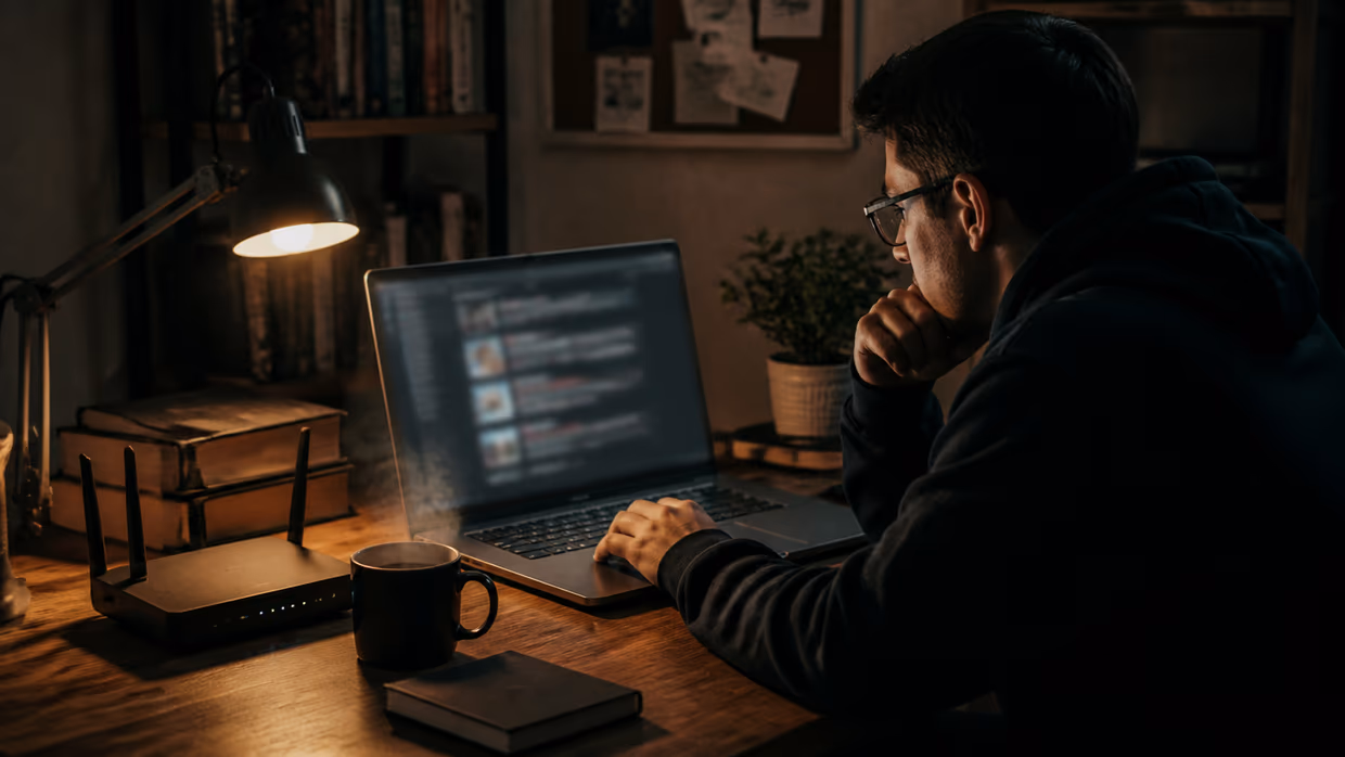person browsing Telegram for dark web channels