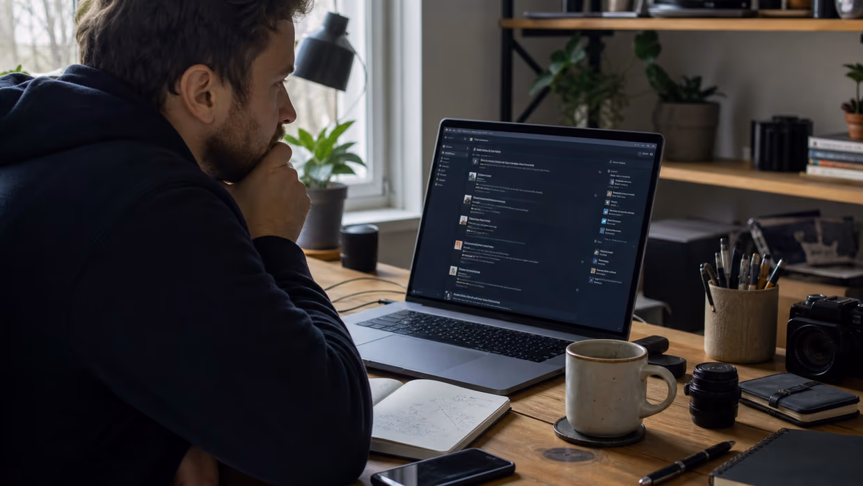 person reviewing dark web resources on a laptop